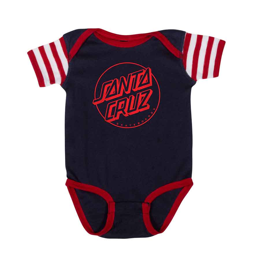 red and white striped baby onesie