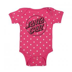 Santa Cruz Opus Polka Dot Infant Onesie - Raspberry/White