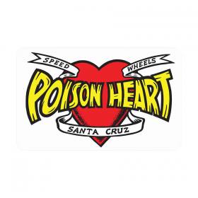 Santa Cruz Poison Heart Clear Mylar Sticker - 5" x 3.125" Red/Yellow/Black