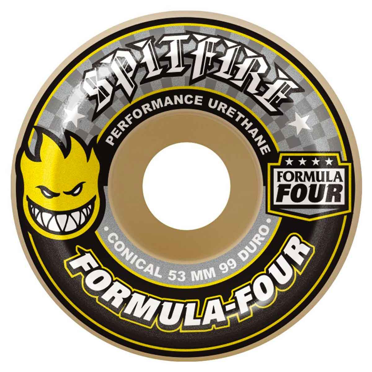 Spitfire Formula Four Conical Wheels - Yellow Print 52mm 99a