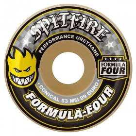 53mm 99a Spitfire Formula Four Conical Wheels - Yellow Print