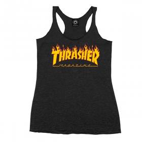 Thrasher Women's Flame Logo Racerback Tank Top - Black