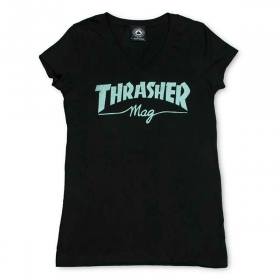 Thrasher Women's Mag Logo V-Neck T-Shirt - Black