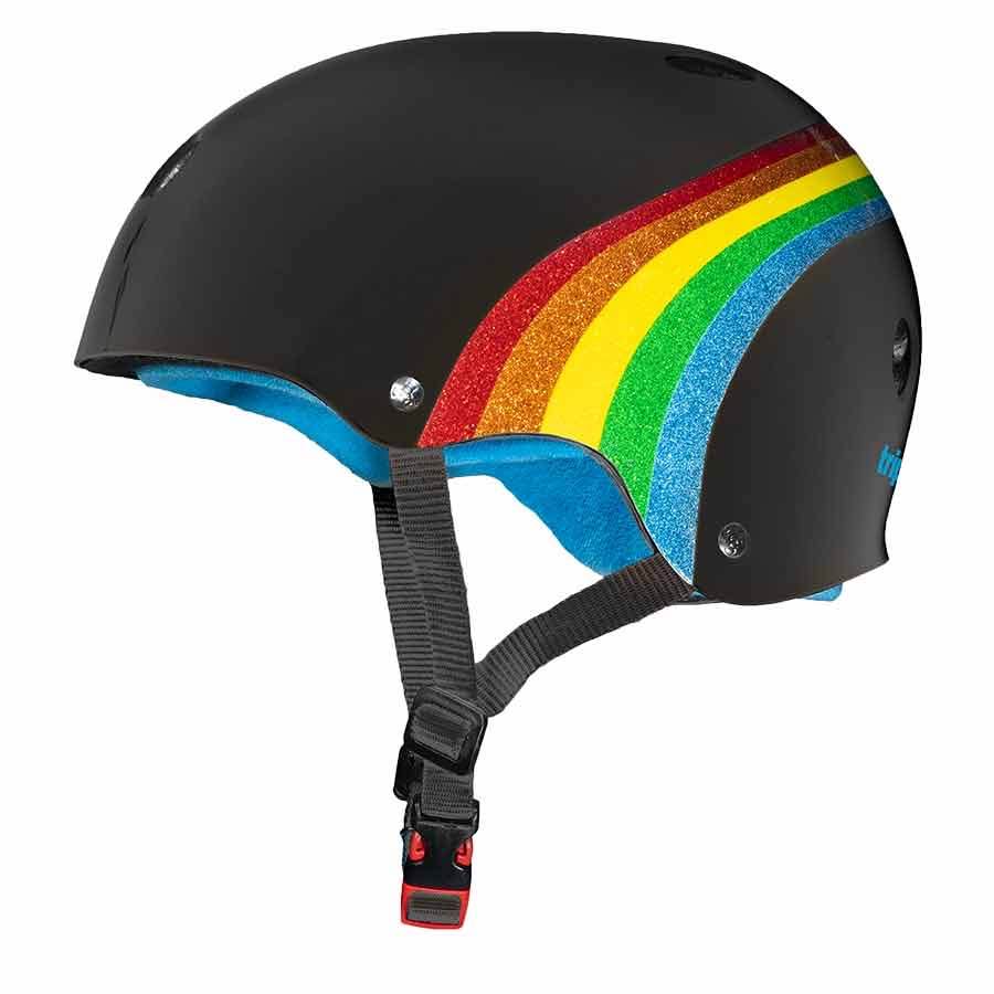 Triple Eight Certified Sweatsaver Skateboard Helmet New Rainbow Sparkle/Black