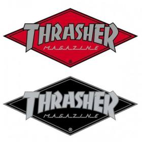 Thrasher Skateboard Magazin Sticker Logo Rot Weiß 9,5x4cm Rechteckig 