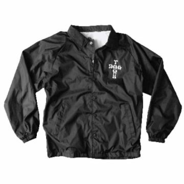 Dogtown Cross Logo Windbreaker Coaches Jacket - Black | SoCal