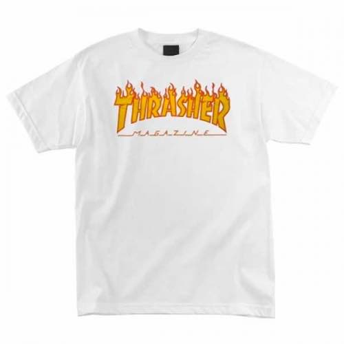 Thrasher Flame Logo T-Shirt - White | SoCal Skateshop