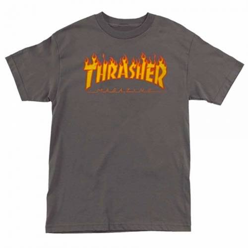 Thrasher Flame Logo T-Shirt - Charcoal | SoCal Skateshop