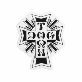 Dogtown Cross Logo Die Cut Sticker - White/Black Small 1.75" x 2"