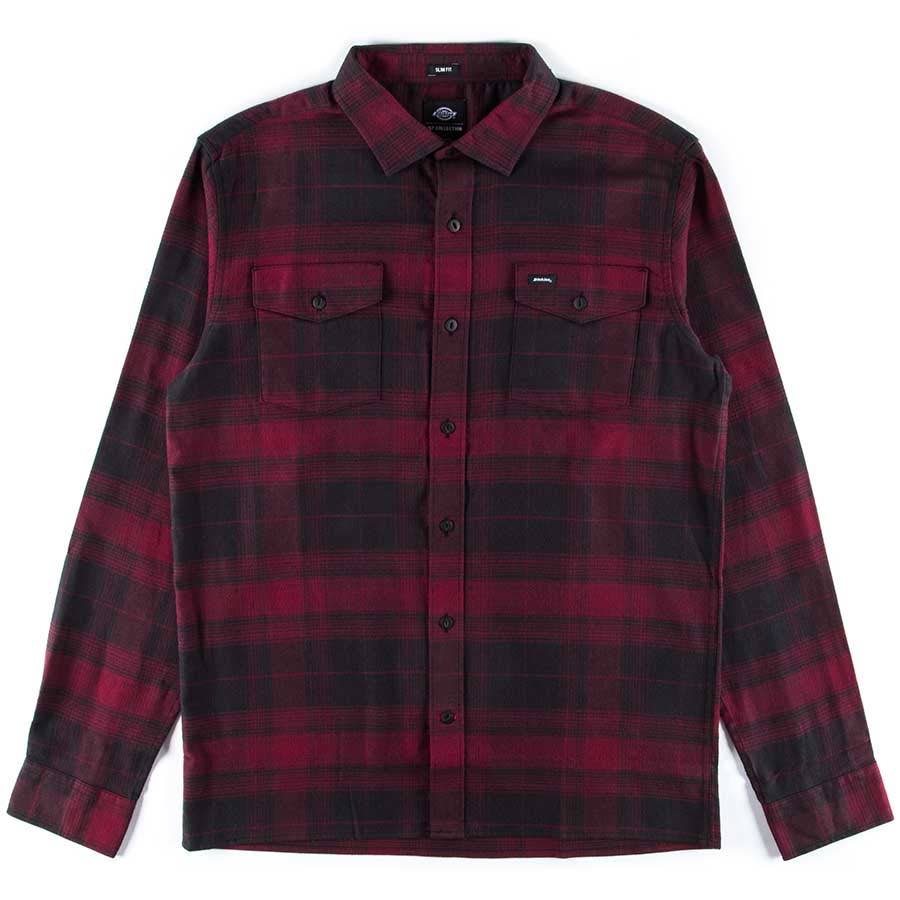 Dickies '67 Flex Flannel Shirt Burgundy Plaid - Billion Creation