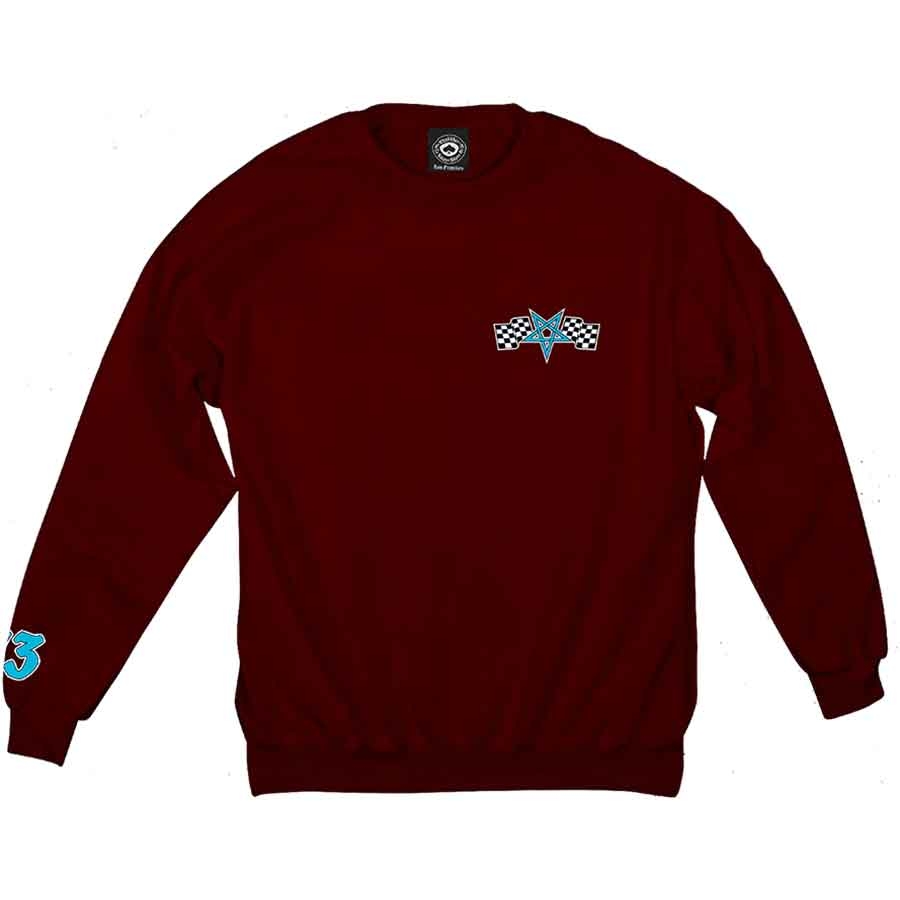 maroon crewneck sweatshirt