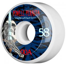 58mm 90a Powell Peralta Ray Bones Skull & Sword 4 Wheels - White