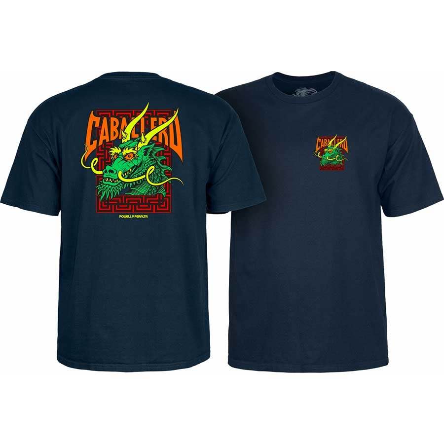 Powell Peralta Steve Caballero Street Dragon T-Shirt - Navy Blue/Green |  SoCal Skateshop